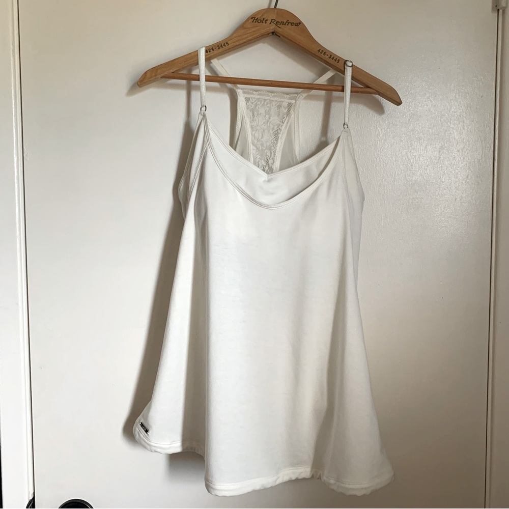 Lole Lace Bra Crop Wrapped Tank Medium Ivory Yoga Pilates